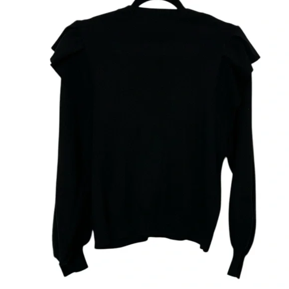 Marie Oliver Remi Popover Black Ruffled Sweater Women’s size small - Picture 4 of 9